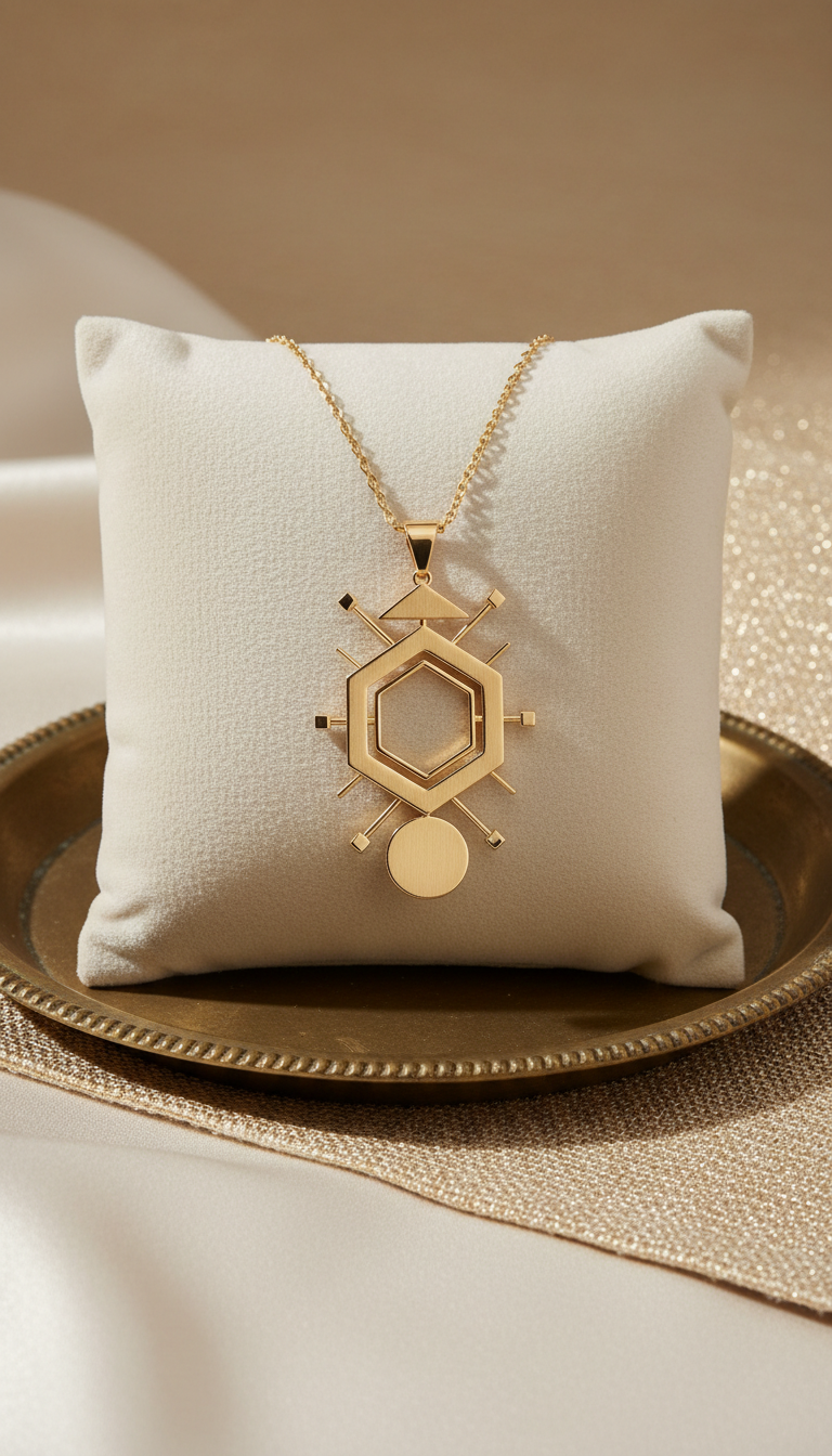 Geometric Gold Pendant Necklace