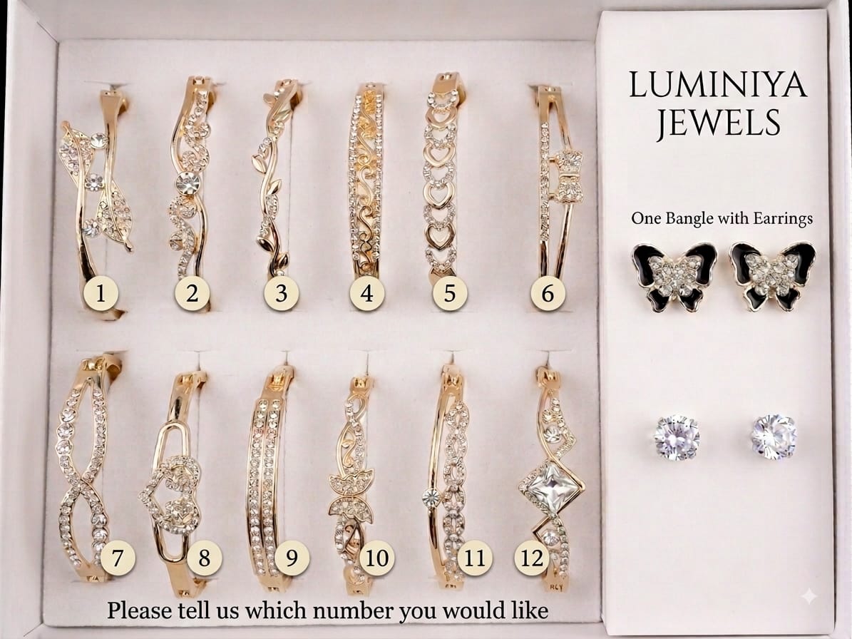 Premium Designer Bangle with Free Earrings – Choose Your Design | LUMINIYA JEWELS
