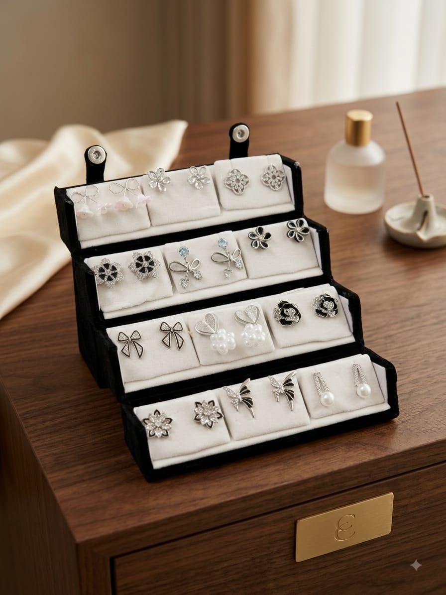 12 Pair Elegant Floral & Butterfly Earrings Collection | LUMINIYA JEWELS