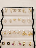12 Pair Premium Gold-Tone Pearl & Butterfly Earrings Collection | LUMINIYA JEWELS