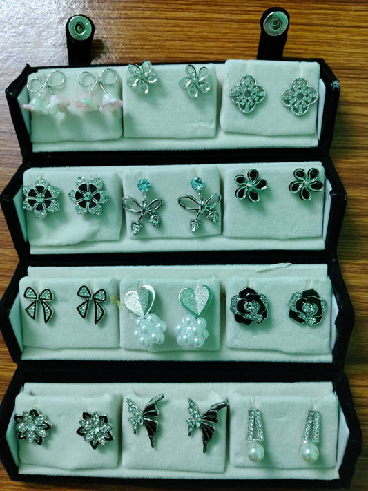 12 Pair Elegant Floral & Butterfly Earrings Collection | LUMINIYA JEWELS