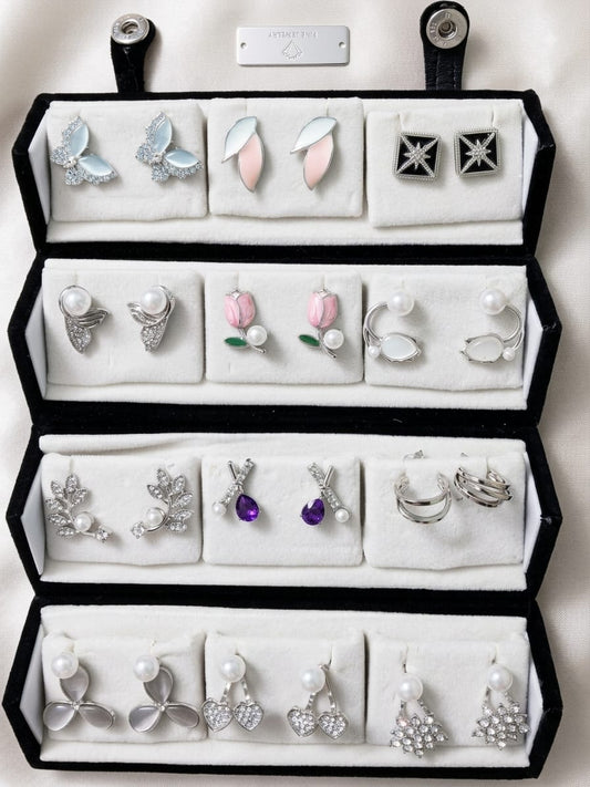 12 Pair Elegant Pearl & Floral Ring Collection | LUMINIYA JEWELS