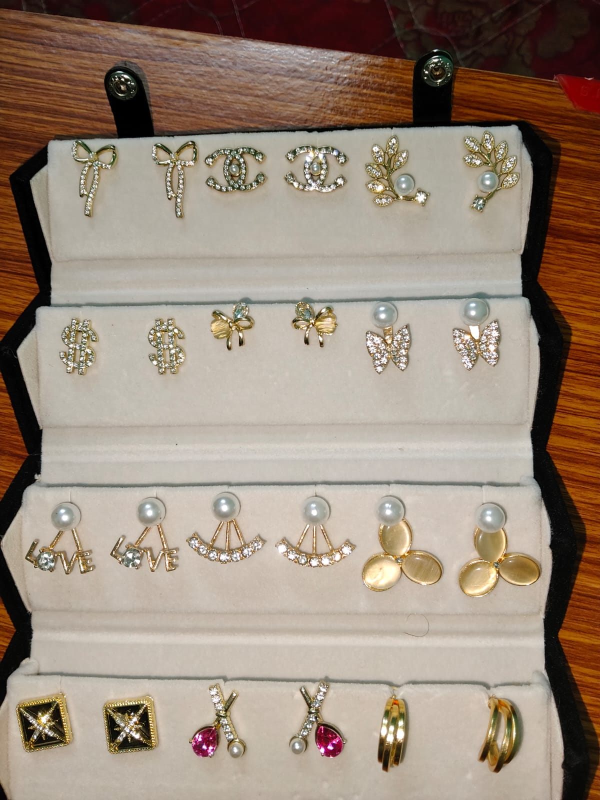 12 Pair Premium Gold-Tone Pearl & Butterfly Earrings Collection | LUMINIYA JEWELS